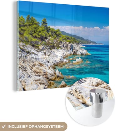 MuchoWow® Glasschilderij 40x30 cm - Schilderij acrylglas - Zee - Zomer - Tropisch - Foto op glas - Schilderijen - Portret van de zomer