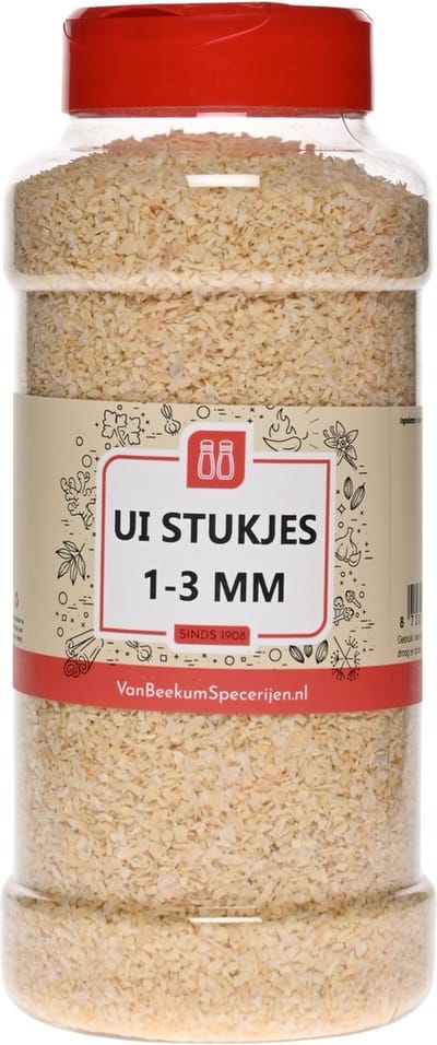 Van Beekum Specerijen - Ui Stukjes 1-3 mm - Strooibus 400 Gram