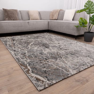 Grijs met Beige Tapijt Laagpolig Vloerkleed Koho Impressive - 80x150cm- Modern - Woonkamer - Salon - Slaapkamer - Eetkamer