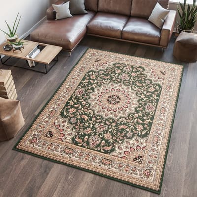 Tapiso Atlas PP Vloerkleed Beige Groen Oriental Woonkamer Tapijt Maat- 60x100