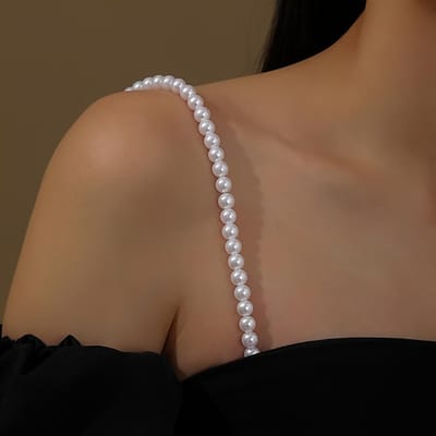 Bretelles de Soutien-Gorge Élégantes et Sexy - Style Maillons Polyvalent avec Design Antidérapant, Parfait pour les Mariages & les Cadeaux, Portable en Toute Saison blanc