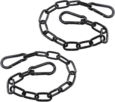 Roestvrijstalen ketting 0,5 m met karabijnhaak, sterke schakelketting voor hangstoelen, hekpoorten en huisdieren, 3 mm dik, set van 4 stuks