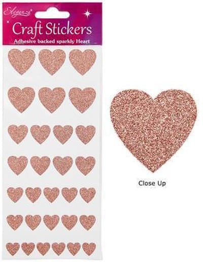 Oaktree - Stickers Glitter Hartjes Rose Gold Assorti (per vel) - Valentijnsdag versiering - Valentijnsdag cadeau - valentijnsdag