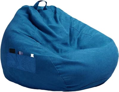 Zitzakhoes Peervorm - Zitzak Deksel - Ontspannen Zitten - Met Opbergzak - 100 x 120 cm - Blauw