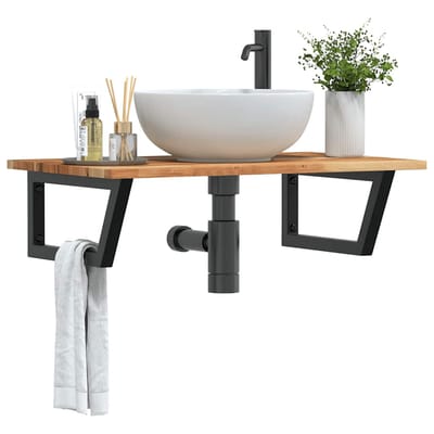 vidaXL - Badkamer - wandschap - staal - en - massief - acaciahout