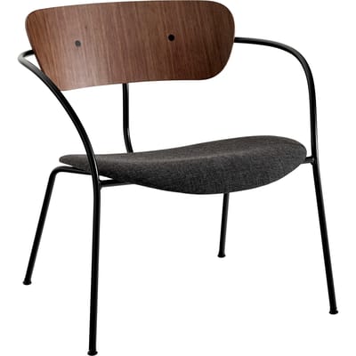 &Tradition - Pavilion Loungestoel AV6 - notenhout gelakt - canvas 174 - armatuur zwart - bruin