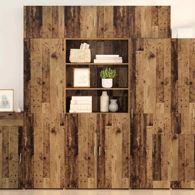 vidaXL Opbergkast Oud Hout 80 x 42,5 x 225 cm Bewerkt hout