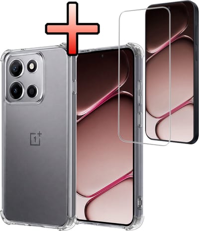 Hoesje - Met Screenprotector - Geschikt voor OnePlus Nord 6 - Sterk & Shockproof - Siliconen Case - Back Cover - Telefoon Hoes - Shock Proof - Transparant