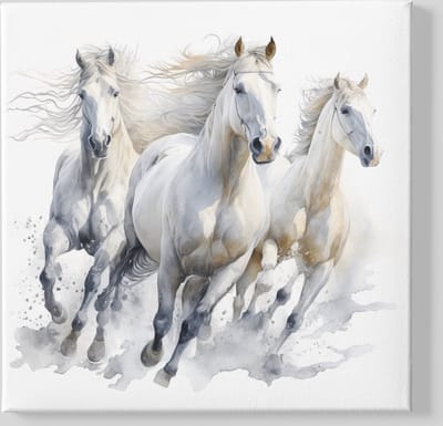 Canvas Schilderij Dieren - Rennende Paarden - Abstract - 40x40x2 cm
