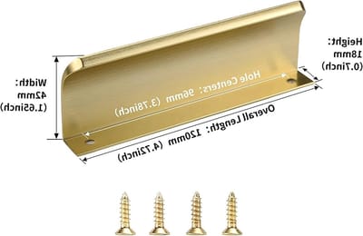 6 Stuks Verborgen Keukenhandgrepen - Gouden Onzichtbare Trekhandgrepen voor Keukenkastjes 96mm, Modern Design en Duurzaam Materiaal