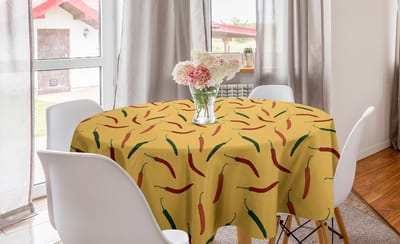 ABAKUHAUS peperronde tafelkleed, Mexicaanse verse groenten, cirkelvormige tafelkleed voor keukendecoratie in de eetkamer, 150 cm, meerkleurig