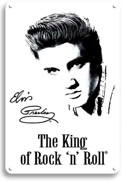 Signs-USA - Concert Sign - metaal - Elvis-King of Rock n Roll - 30 x 40 cm