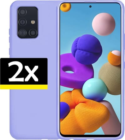 Hoesje - 2 Stuks - Geschikt voor Samsung Galaxy A51 - Sterk & Shockproof - Case Siliconen - Back Cover - Telefoon Hoes - Telefoonhoesjes - Lila