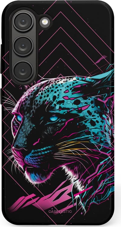 Casetastic hoesje geschikt voor Samsung Galaxy S23 - Dubbellaagse bescherming - Neon Jager - Fashion Case - Zwart Petrol