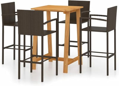 Tuin Bar Set - Buitenmeubels Set - Gezellig Buiten Zitten - Massief Hout Tafel - 5 Stuks - Bruin