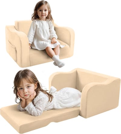 Liefjes & Co Teddy 2 in 1 Sofa - Kinderfauteuils - Kinderstoel - Kindersofa - Beige