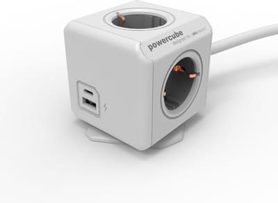 Originele PowerCube Extended USB A+C - Stekkerdoos & Verlengsnoer - 4 Stopcontacten - 1.5m Kabel - Geaard (Type F) - Met Docking Station