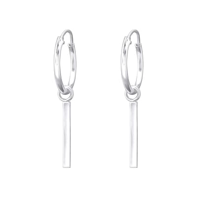 Zilveren oorringen 12mm met staafje | Bar Ear Hoops | Zilverana | Sterling 925 Silver | zilveren oorbellen dames