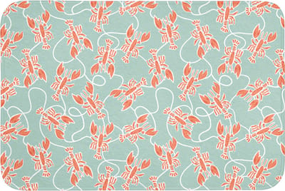Badmat 90x60 cm - Antislip - Kreeft - Groen - Patroon - Badmatten voor badkamer - Badkamermat - Douchemat - Badkamer mat