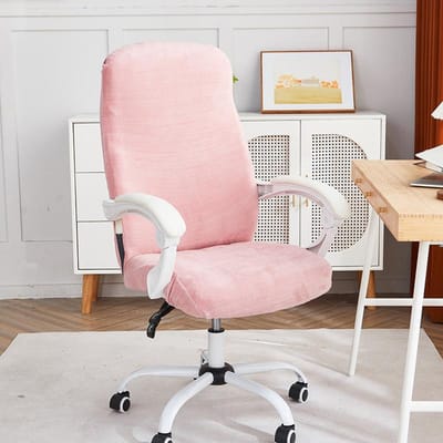 1 Stuk Fluweel Kantoorstoelhoes Elastisch Stofdicht Computerstoel Zitkussenhoes Antislip Gaming Fauteuilhoes voor Studeerkamer M Chair Cover white