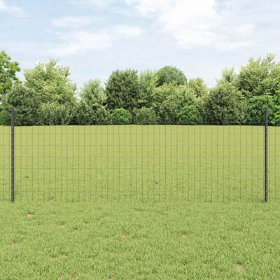 vidaXL - Euro-hek - met - palen - 10 - x - 0,8 - m - PVC-Coated - Staal - Grijs - Mesh
