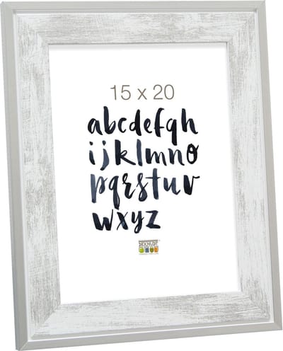 Deknudt Frames fotolijst S43RE1 - wit - zilverkleurige rand - 15x20 cm