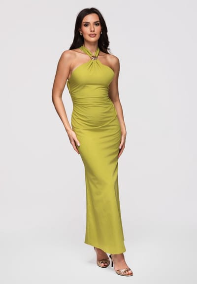 LARICA Jurk - Slim Fit - Mouwloos - Rits Groen XS