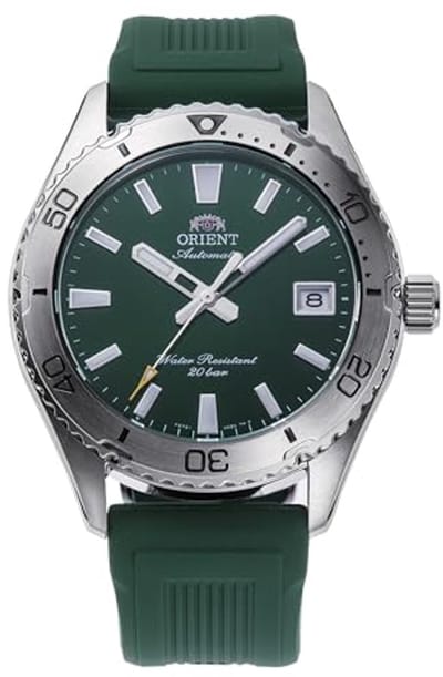 Automatisch herenhorloge met groene wijzerplaat en rubberen band