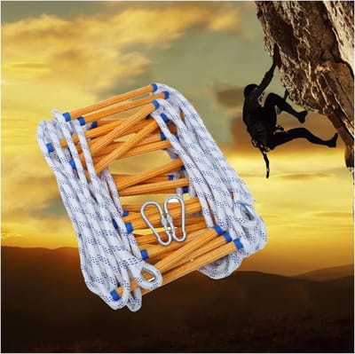 Veiligheid Touw Ladder - Noodladder Ontsnapping - Veilige Evacuatie - Antislip Hars Treden - 7 Meter - Zwart