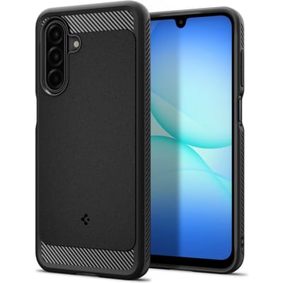 Spigen Rugged Armor Hoesje Geschikt voor Samsung Galaxy A17 - Back Cover met Air Cushion - Carbon - Matte - Matte Zwart