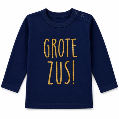 Shirt Ik word grote zus | lange mouw T-Shirt | blauw goud | maat 74 |big sis sister zwangerschap aankondiging bekendmaking Baby big sis sister