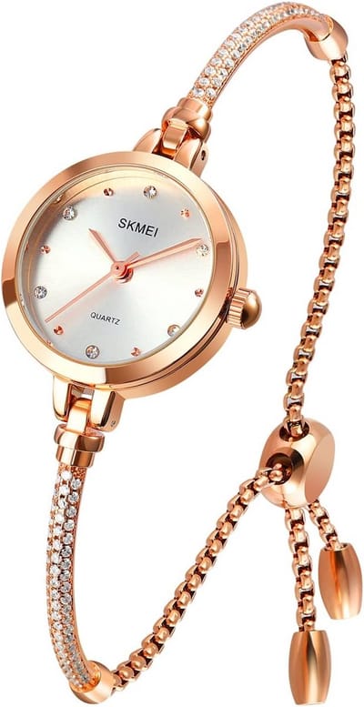 Dameshorloge Roodgoud Zilver Kristallen 30 mm Waterbestendig - Sieraden