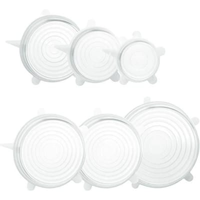 Couvercles silicone - Set 6 pièces - Étirable universel - Hermétique - Non-toxique recyclable blanc