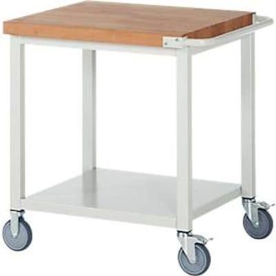 Werkbank serie 8000, verrijdbaar, plaatstalen legbord, B 750 x D 700 x H 880 mm