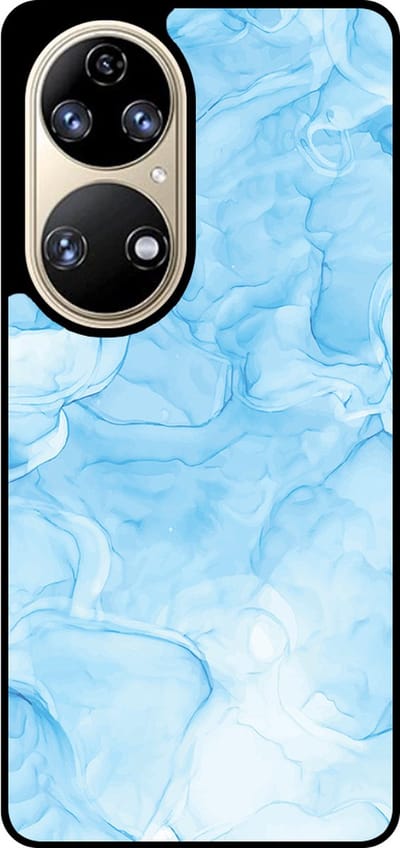 Smartphonica Telefoonhoesje Geschikt voor Huawei P50 met marmer opdruk - TPU backcover case marble design - Lichtblauw geschikt voor Huawei P50