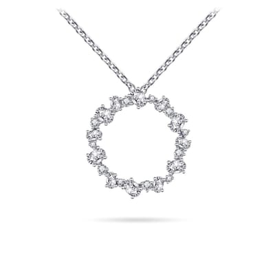 Gisser Jewels - Hanger incl. Collier - Gezet met Ovale en Ronde Zirkonia Stenen - 36mm Breed - Lengte 42+5cm - Gerhodineerd Zilver 925 - N1109-45+5