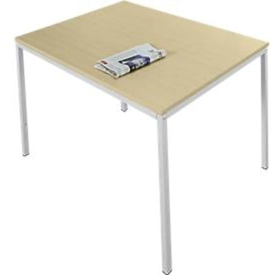 Schäfer Shop Pure Stalen buis tafel, rechthoekig, vierkante buis voet, B 1200 x D 800 x H 720 mm, ahorn/wit aluminium