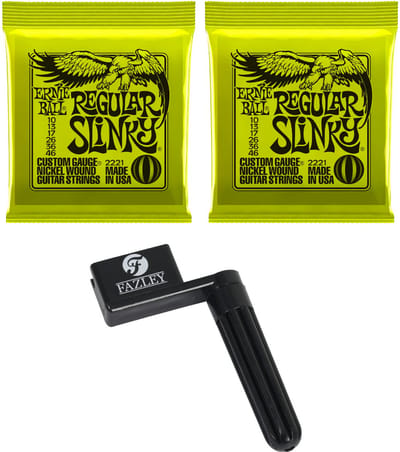 Ernie Ball 2221 Regular Slinky 010 - 046 snarenset (2 stuks) + snarenwinder