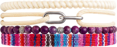 Azurro Nuvano Heren Armbanden Set – Natuursteen & Kralen – Verstelbaar 19–24 cm – Mannen Armband Casual – Cadeau voor Mannen & Vaderdag – Mediterrane Stijl