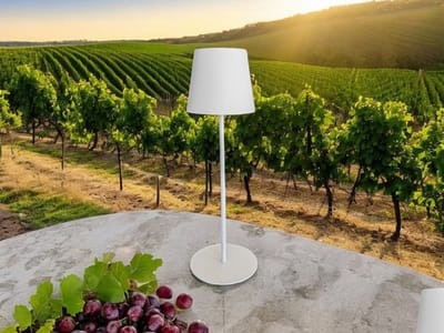Trango Wit mat LED Tafellamp 2017-03W Draadloos & Touch Traploos Dimbaar 3 Watt 2700K Warm Wit IP44 Waterdichte Tafellamp Oplaadbaar voor Slaapkamer Tuin Restaurant Bar Terras Camping