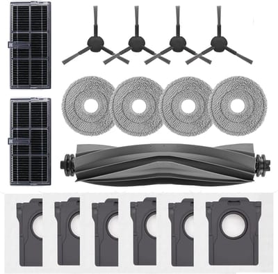 17 Stuks Accessories Kit geschikt voor Dreame L10s Pro Ultra Heat/L10s Ultra/Mova E30 Ultra/X30 ultra Robotstofzuiger - Stofzuiger onderdeel - 1 Hoofdborstel, 2 HEPA-Filters, 4 Zijborstels, 4 Dweildoeken, 6 Stofzakken