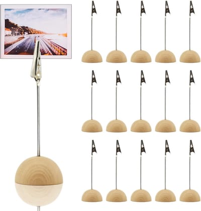 SnelShoppen - Photo Holder met Clips - 20 Stuks Houten Kaart Houder, Memo Houder, Foto Houder Clip, Tafelkaart Houder, Memo Clip Houder met Krokodille