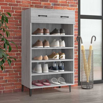 vidaXL - Schoenenkast - 60x35x105 - cm - bewerkt - hout - grijs - sonoma - eikenkleur