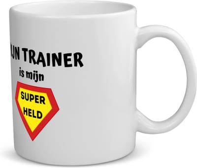 Akyol - mijn trainer is mijn superheld koffiemok - theemok - Trainer - super trainer - sport - verjaardag - cadeautje voor trainer - trainer artikelen - kado - geschenk - 350 ML inhoud