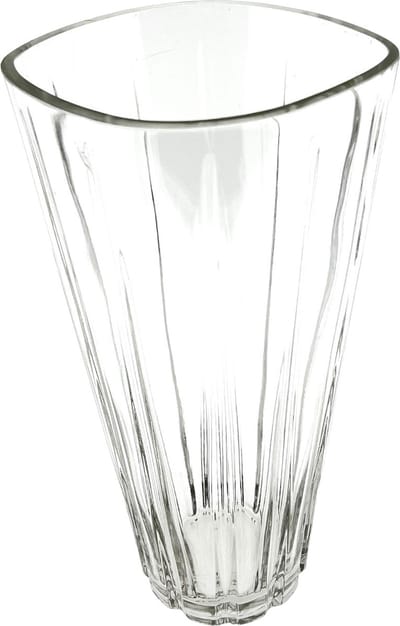 Bloemenvaas van helder glas afmeting 15 x 13 x 28 cm.