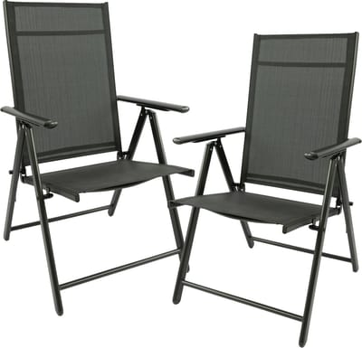 MaxxGarden Aluminium Tuinstoel - Campingstoel Inklapbaar - Kampeerstoel Opvouwbaar - 2 stuks Vouwstoelen - Zwart/Zwart