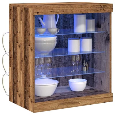 vidaXL - LED - Dressoir - Oudhout - 60,5 - x - 37 - x - 67 - cm - Bewerkt - hout