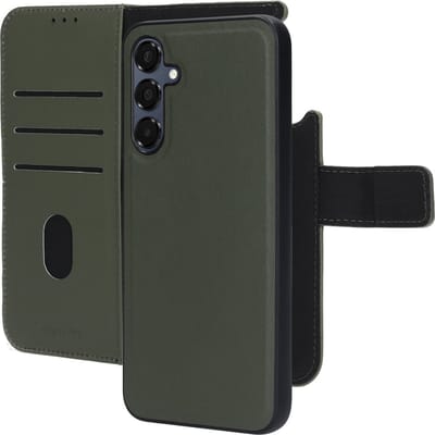 Mobiparts hoesje geschikt voor Samsung Galaxy A16 - Wallet 2-in-1 Boekhoesje - MagSafe - Echt Leder - Uitneembare Case - Sterke Magneet Sluiting - Contactloos betalen - Groen
