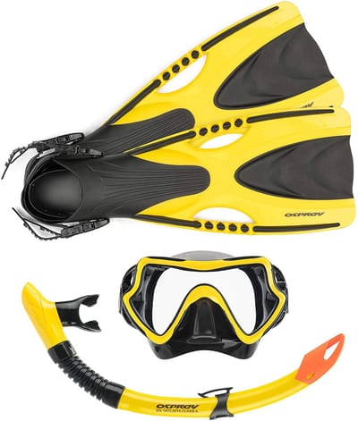 Osprey Complete Snorkelset - Valve Purge System - Splash Guard - Geel/Oranje - Maat L/XL - 41-44 EU