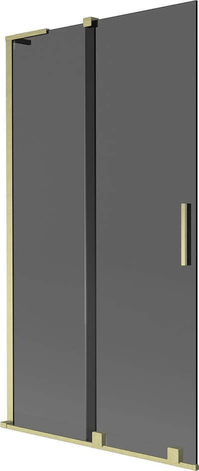 Mexen Velar L badwand 2-delige schuifbare 100 x 150 , grafiet, goud geborsteld - 896-100-003-41-55